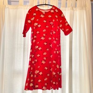 Old Navy Red Floral Swing Dress